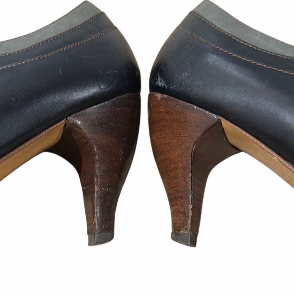 John Fluevog Teapot Yunnan Heels Black Olive Green Ribbon Lace Up Women’s 9.5 - Picture 7 of 16
